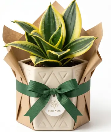 Golden Hahnii plant GIFT POT ( snake plant var.)